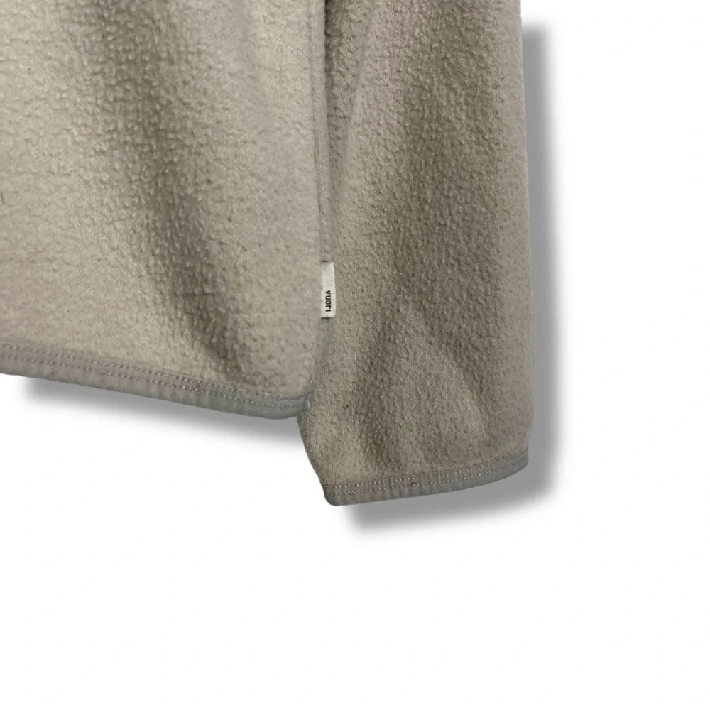 Vuori Venice Wool Pullover Beige Wool Blend Fleece Men’s M Quarter Snap Logo
